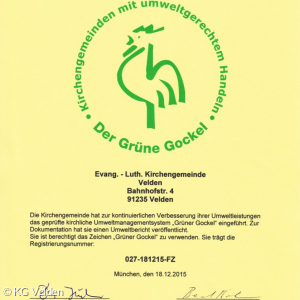 Grüner Gockel Urkunde 2015